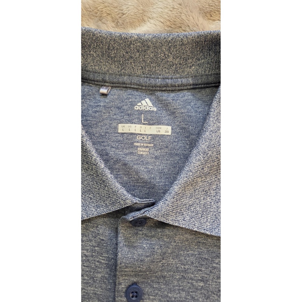 ADIDAS GOLF PEBBLE BEACH GOLF LINKS MENS SHORT SLEEVE BLUE/GRAY POLO SIZE LARGE - Picture 4 of 6